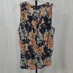 Anne Carson  Blue and Orange Floral Blouse